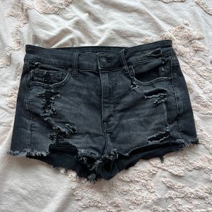 American Eagle Hi Rise Shortie Shorts Size 6 BLACK